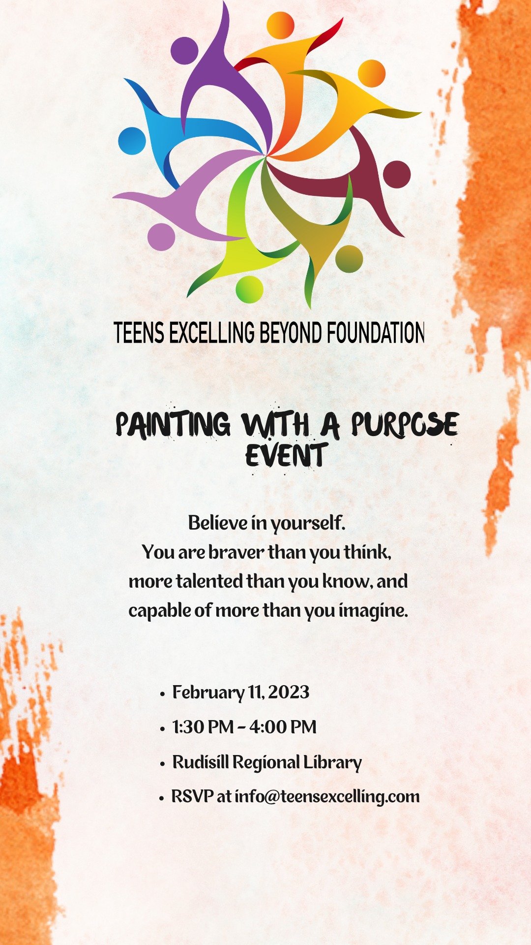 Teens Excelling Beyond Presented Painting With A Purpose through art therapy with Bridget Moran and canvas painting with Keisha Cato