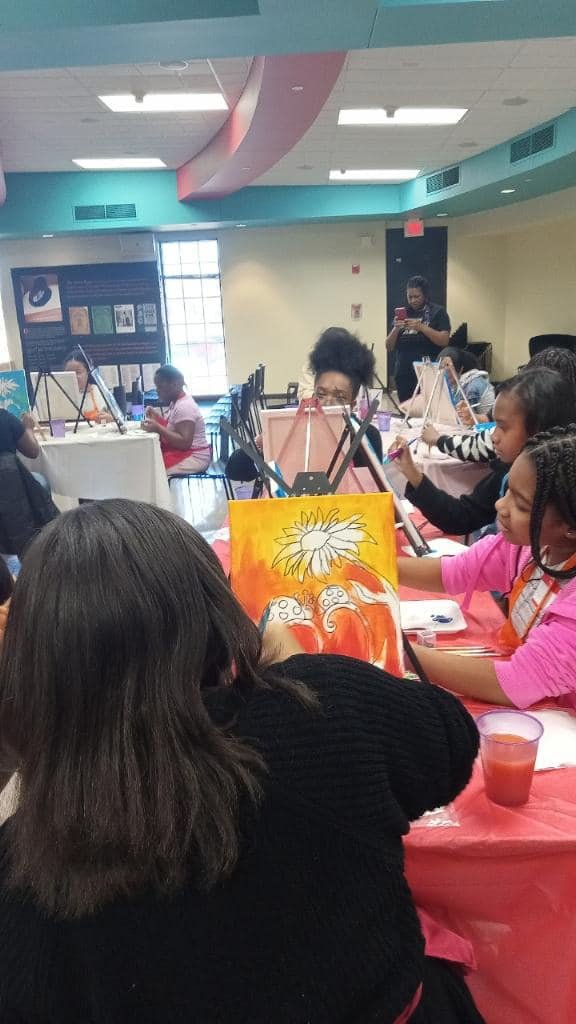 Teens Excelling Beyond Presented Painting With A Purpose through art therapy with Bridget Moran and canvas painting with Keisha Cato