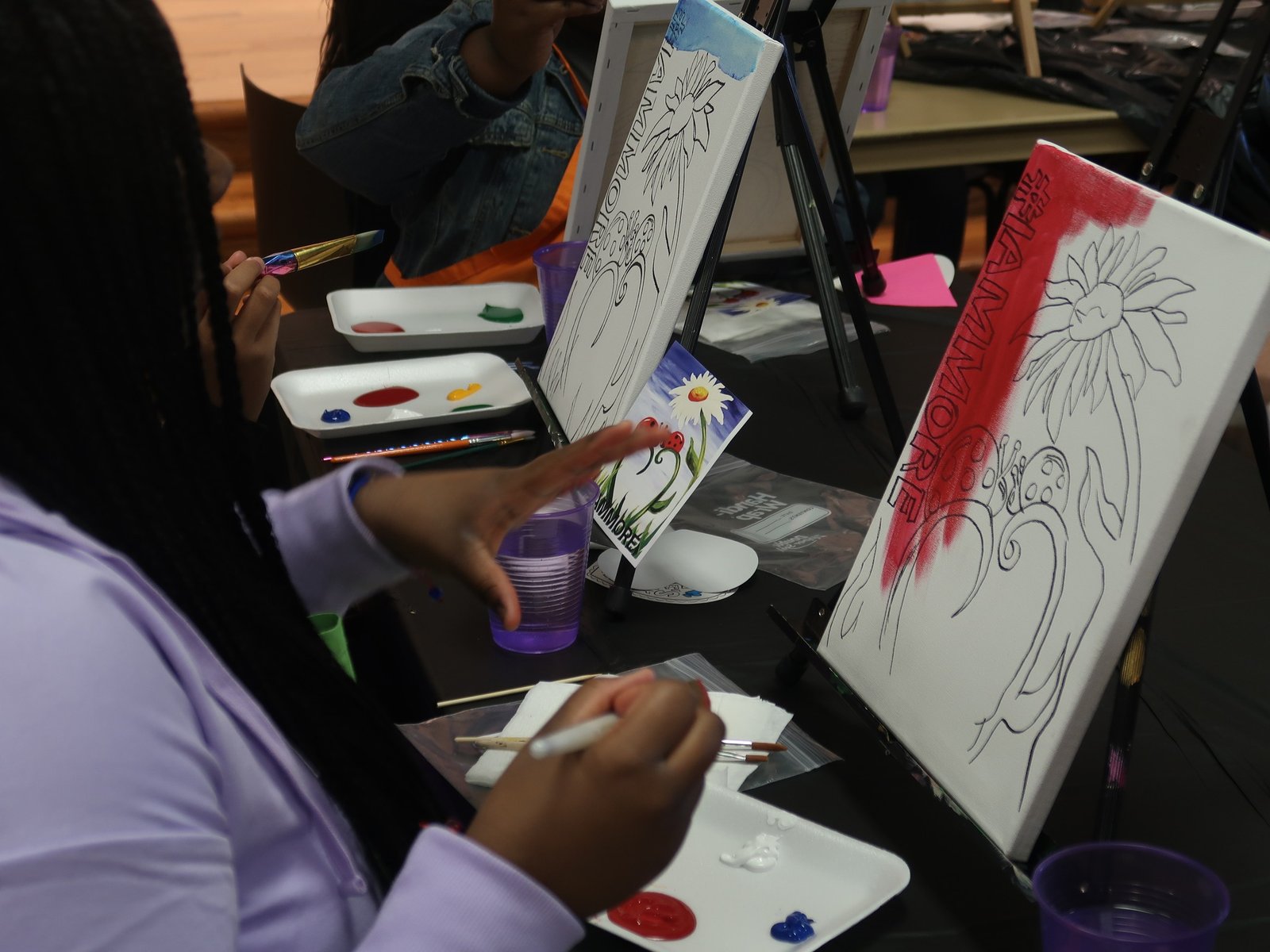 Teens Excelling Beyond Presented Painting With A Purpose through art therapy with Bridget Moran and canvas painting with Keisha Cato