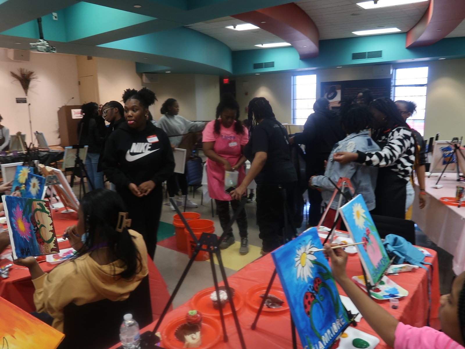 Teens Excelling Beyond Presented Painting With A Purpose through art therapy with Bridget Moran and canvas painting with Keisha Cato