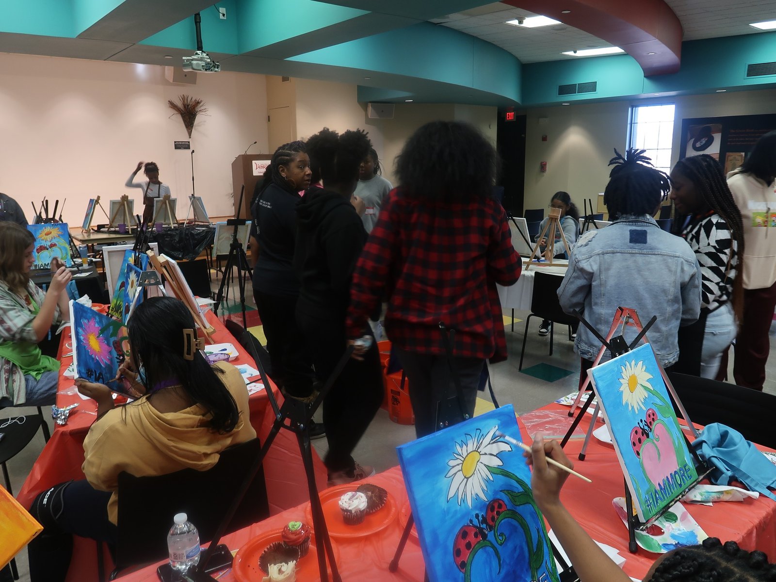 Teens Excelling Beyond Presented Painting With A Purpose through art therapy with Bridget Moran and canvas painting with Keisha Cato